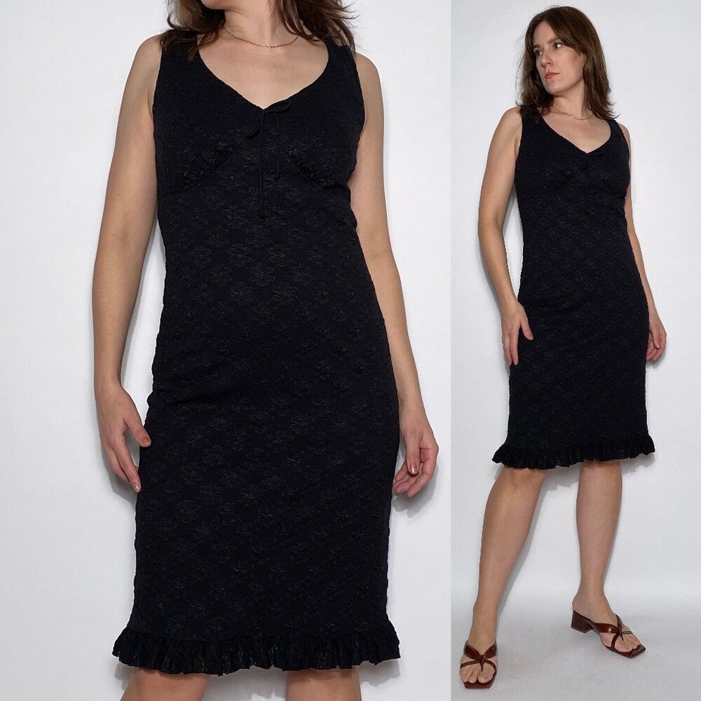 Vintage Y2K Stretch LACE Bias Cut Sleeveless Dress! Size 10